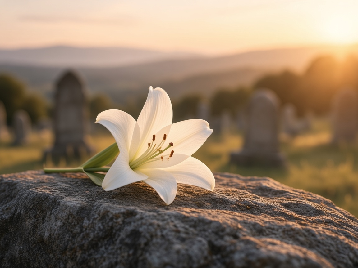 A white lily in warm light